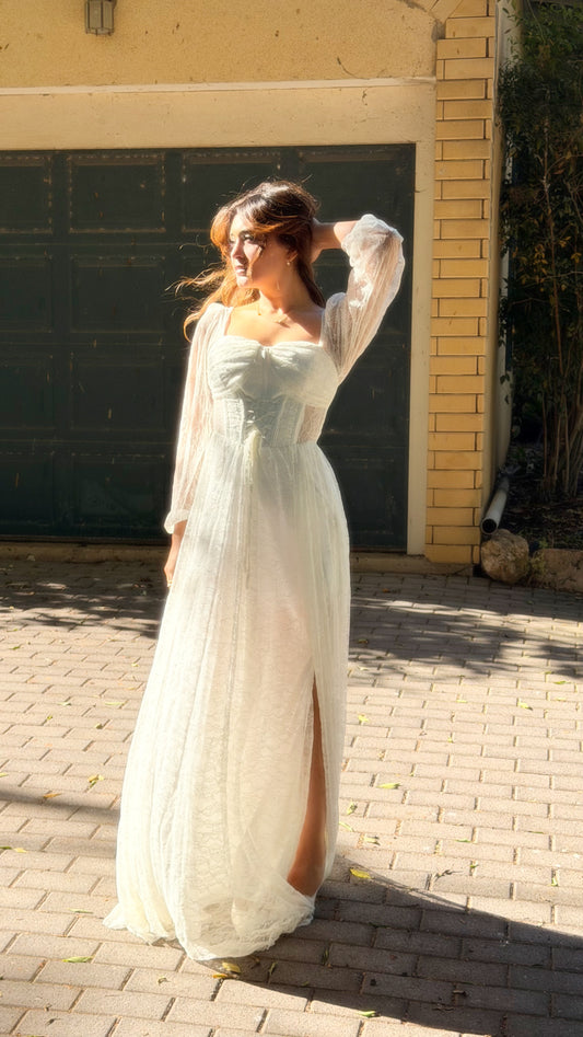 Romance White Lace Evening Dress