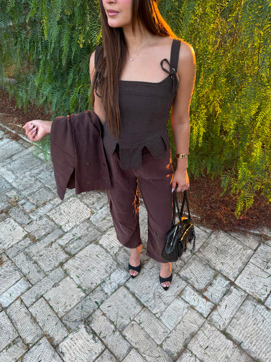 STRAP DETAIL CORSET BLOUSE