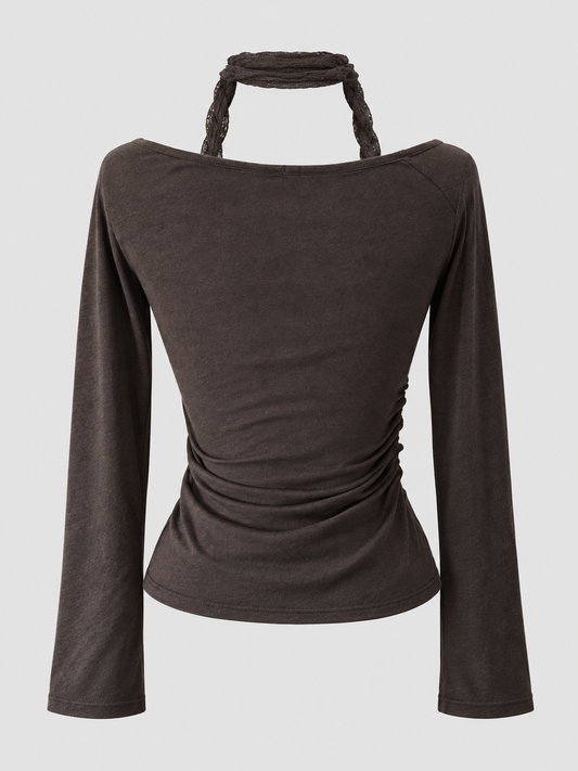 Arverna Lace Tie Draped Top