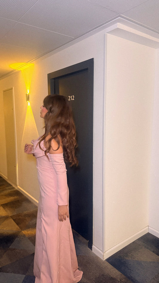 Lina's Embellished Evening in Powder Pink Dress
