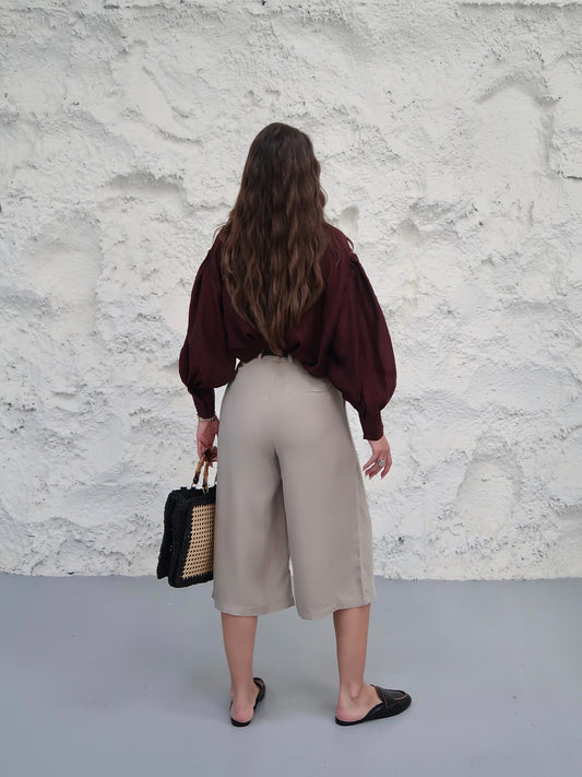 Wide-Leg Culotte Pants