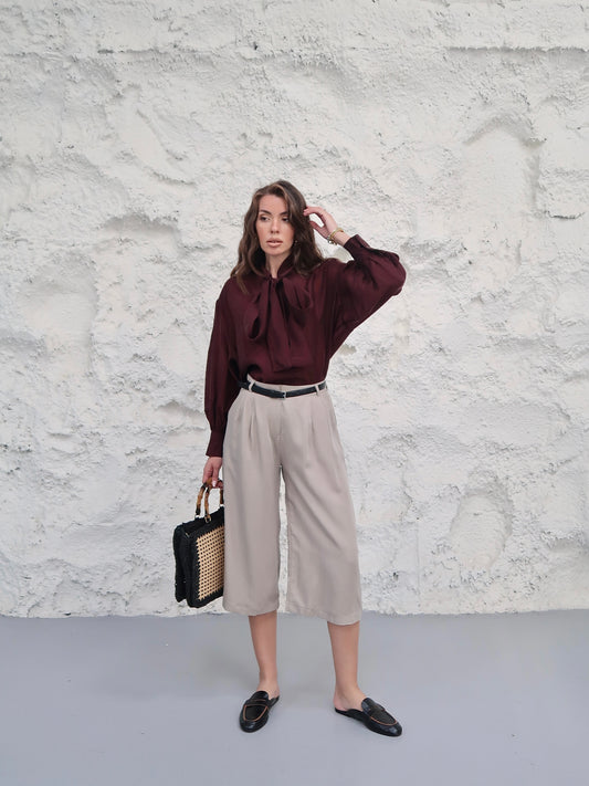 Wide-Leg Culotte Pants