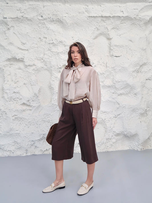 Wide-Leg Culotte Pants