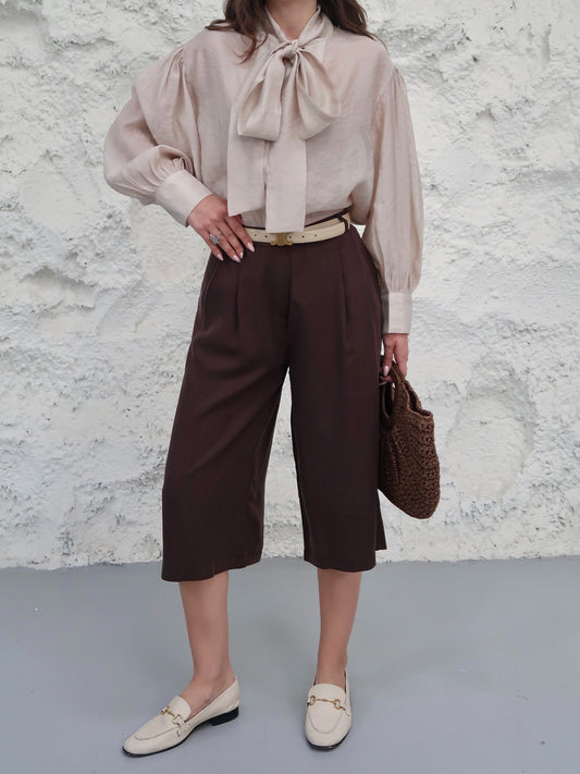 Wide-Leg Culotte Pants