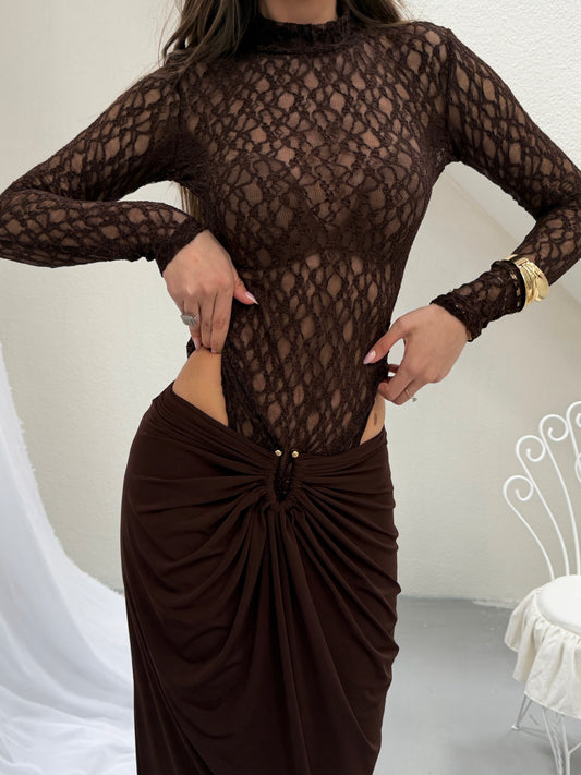 Espresso Lace Two-Piece Set