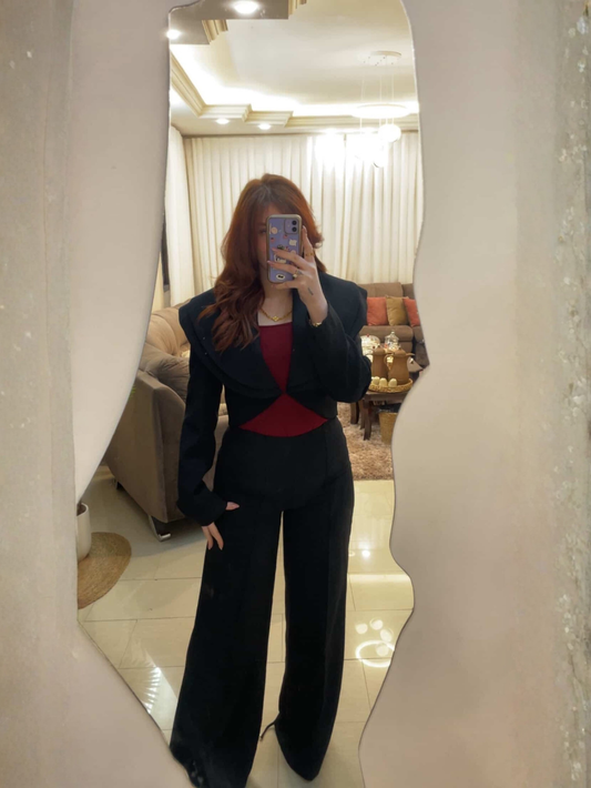 DOUBLE COLLAR CROP SET PALAZZO SET