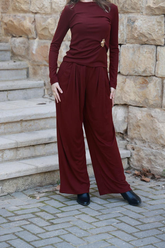 Elegant Bordo Long-Sleeve Set