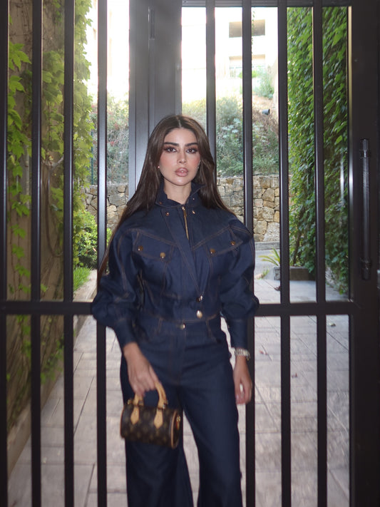 Contrast Stitch Denim Set