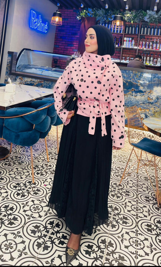 STAND COLLAR POLKA DOT TRENCH COAT