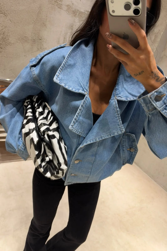 Avery Oversized Denim Trench Jacket