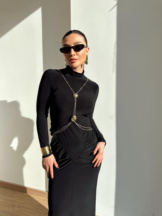 Accessory Detailed Black Design Dress