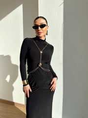 Accessory Detailed Black Design Dress