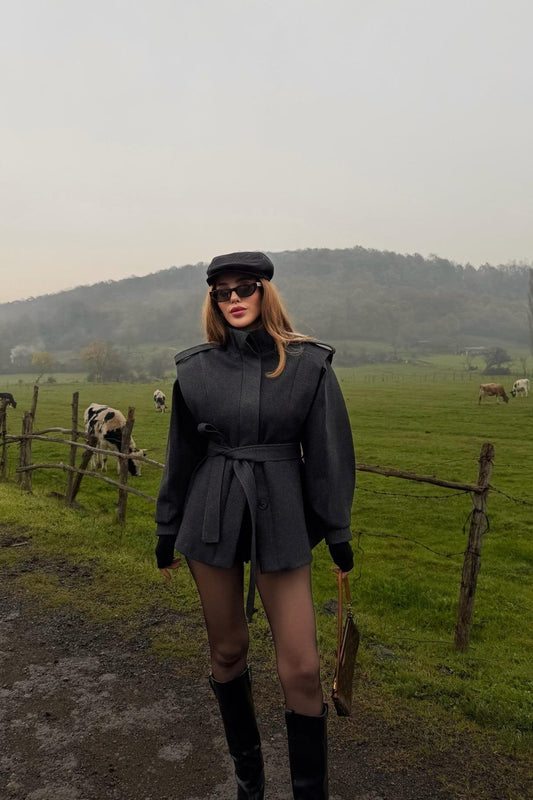 Flounced Cashmere ANTHRACITE Jacket