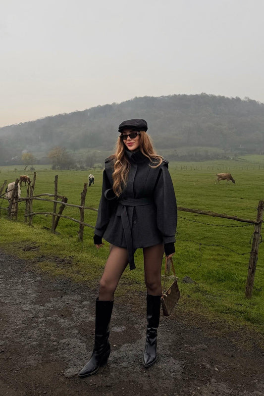 Flounced Cashmere ANTHRACITE Jacket