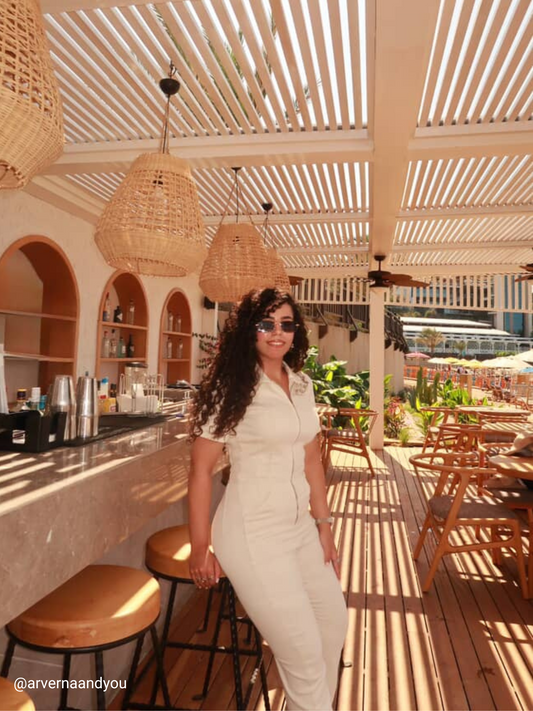 Womens Denim Overalls with Front Zipper Short Sleeves and Bell Bottoms Suit ARVERNA