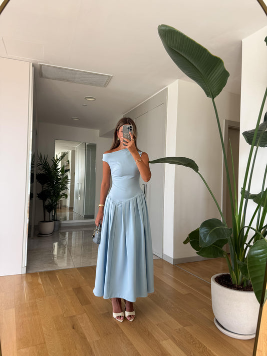 Asymmetrical Low Neck Sleeveless Long Dress