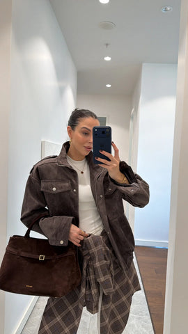 SMOKED SUEDE EPALLET BOMBER JACKET