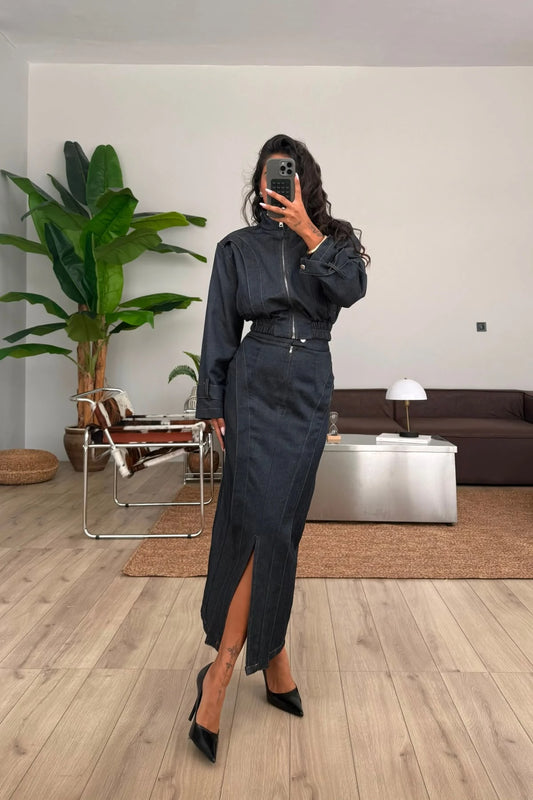 Avery Charcoal Denim Three-Piece Set