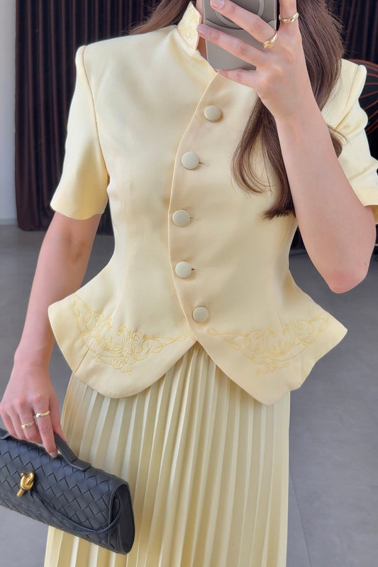Butter Yellow Pleated Set
