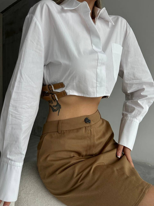 Zara Poplin Fabric Belt Shirt