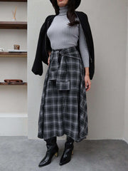 Plaid with Tie Detail Skirt