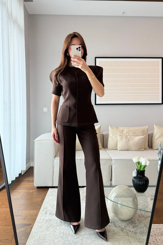 BROWN BALLOON SLEEVE SET