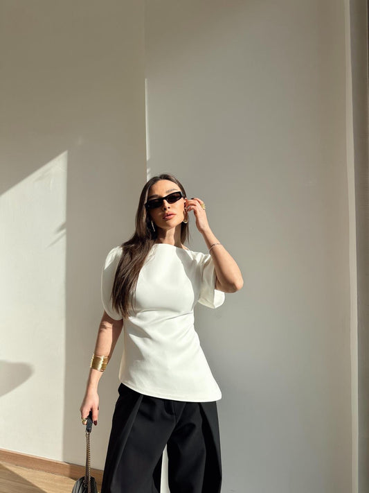 Balloon Sleeve Ecru Blouse