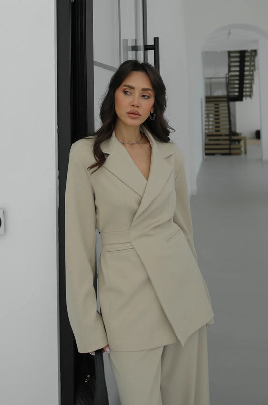 Elegant Beige 2 Piece Suit