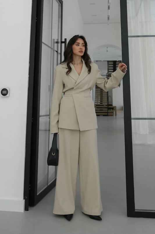 Elegant Beige 2 Piece Suit