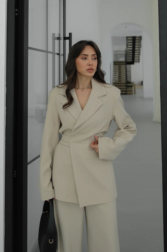 Elegant Beige 2 Piece Suit