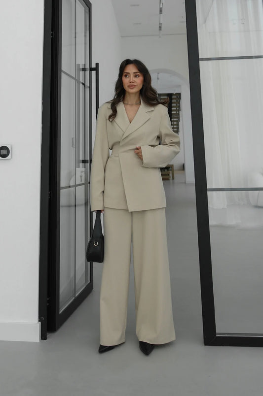 Elegant Beige 2 Piece Suit