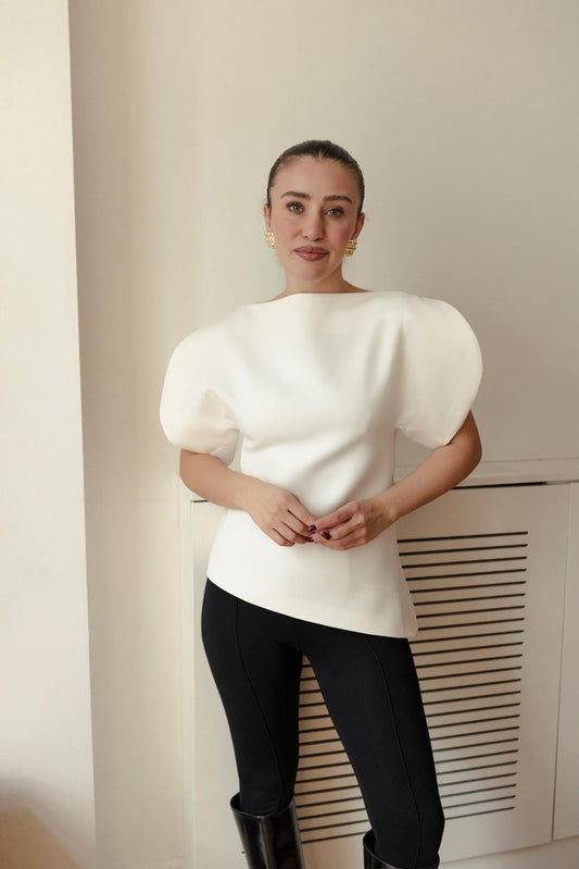 Balloon Sleeve Ecru Blouse