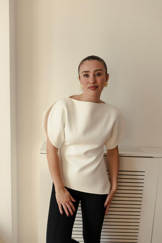 Balloon Sleeve Ecru Blouse