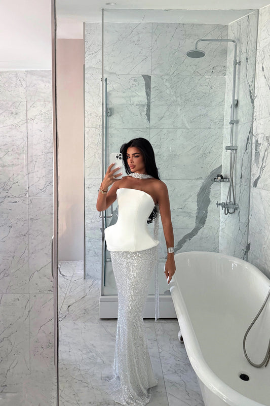 White Viona  Evening Dress