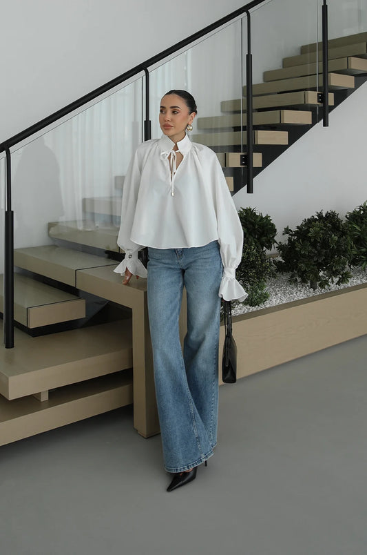 With Collar Tie Detail Shirt