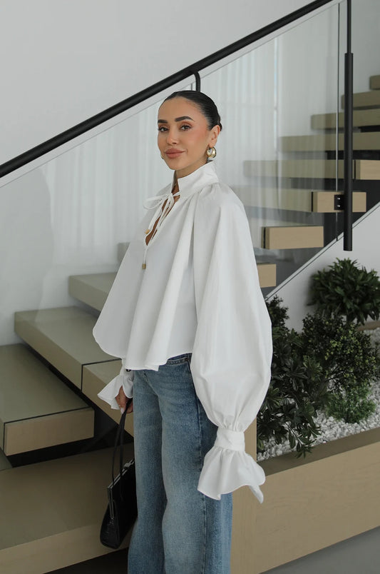 With Collar Tie Detail Shirt