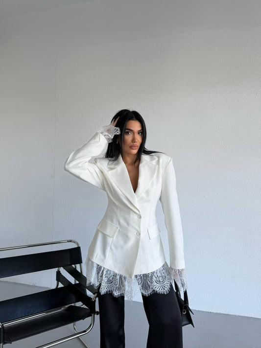 White with Lace Details Jacket