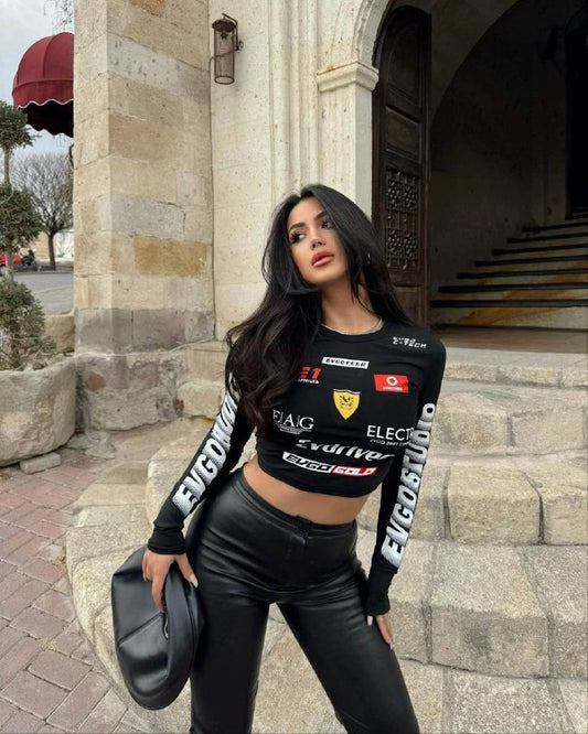 Ferrari Long Sleeve Crop Top