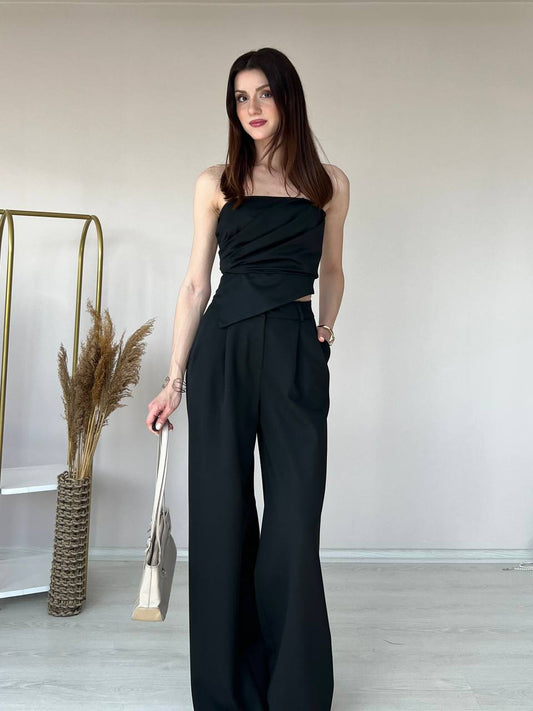 Strapless Draped Two-Piece Set