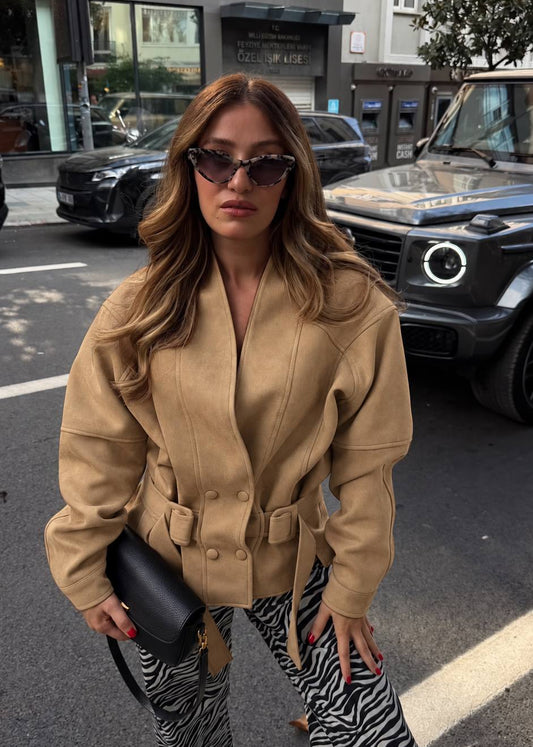 Aurelia Suede Belted Jacket