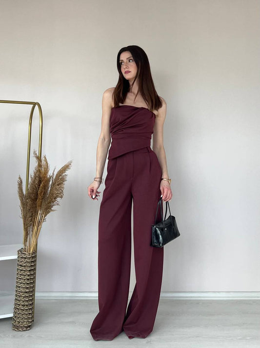 Strapless Draped Two-Piece Set