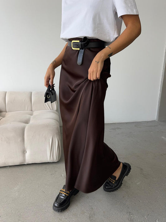 Elegant Satin Bias Skirt