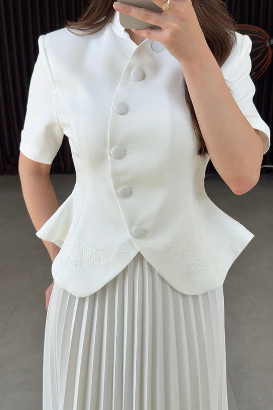 White Pleated Set