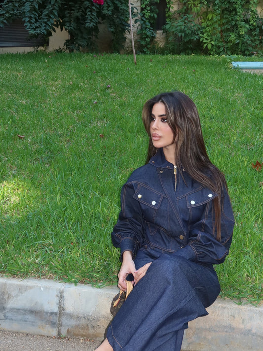 Contrast Stitch Denim Set