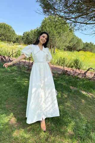 Baby Collar Self Belted Dress