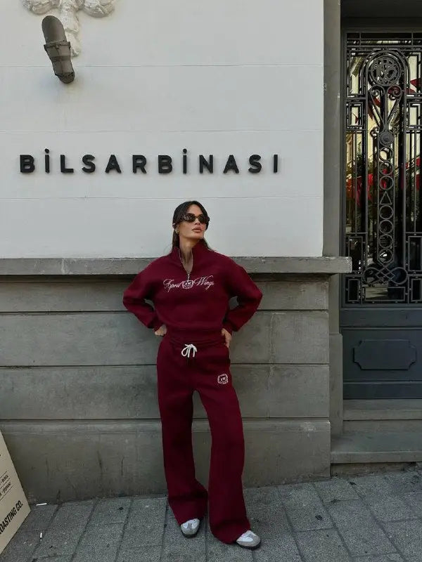 Wings Dark Red Raised Tracksuit ARVERNA