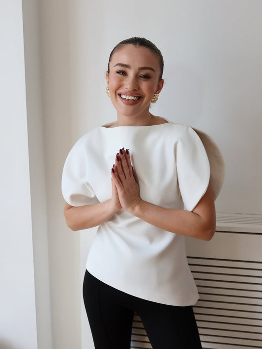 Balloon Sleeve Ecru Blouse