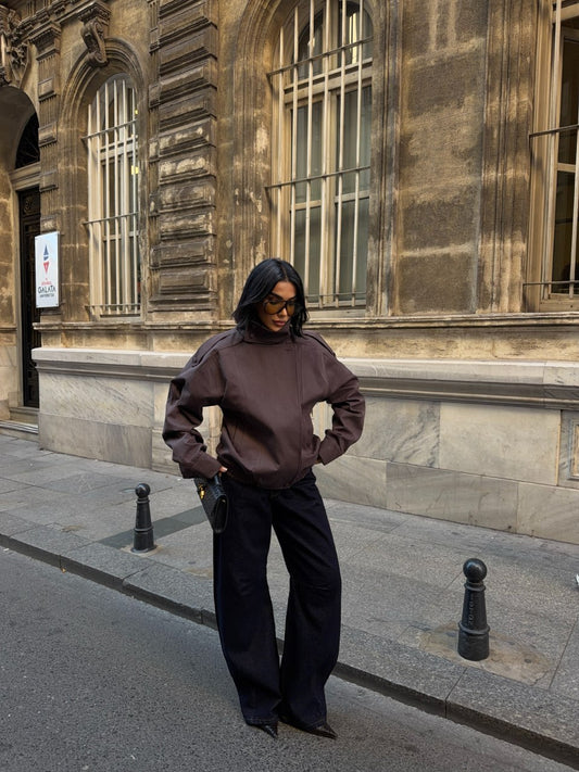 Brown Buca High Collar Bomber Jacket