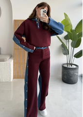 Felicity Burgundy Denim Blend Brushed Set