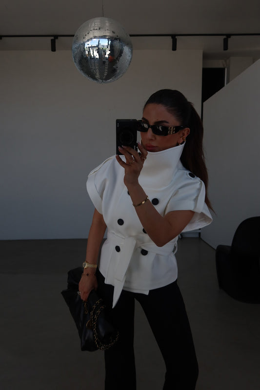 Double Sleeve Short Sleeve Jacket with Epaulets